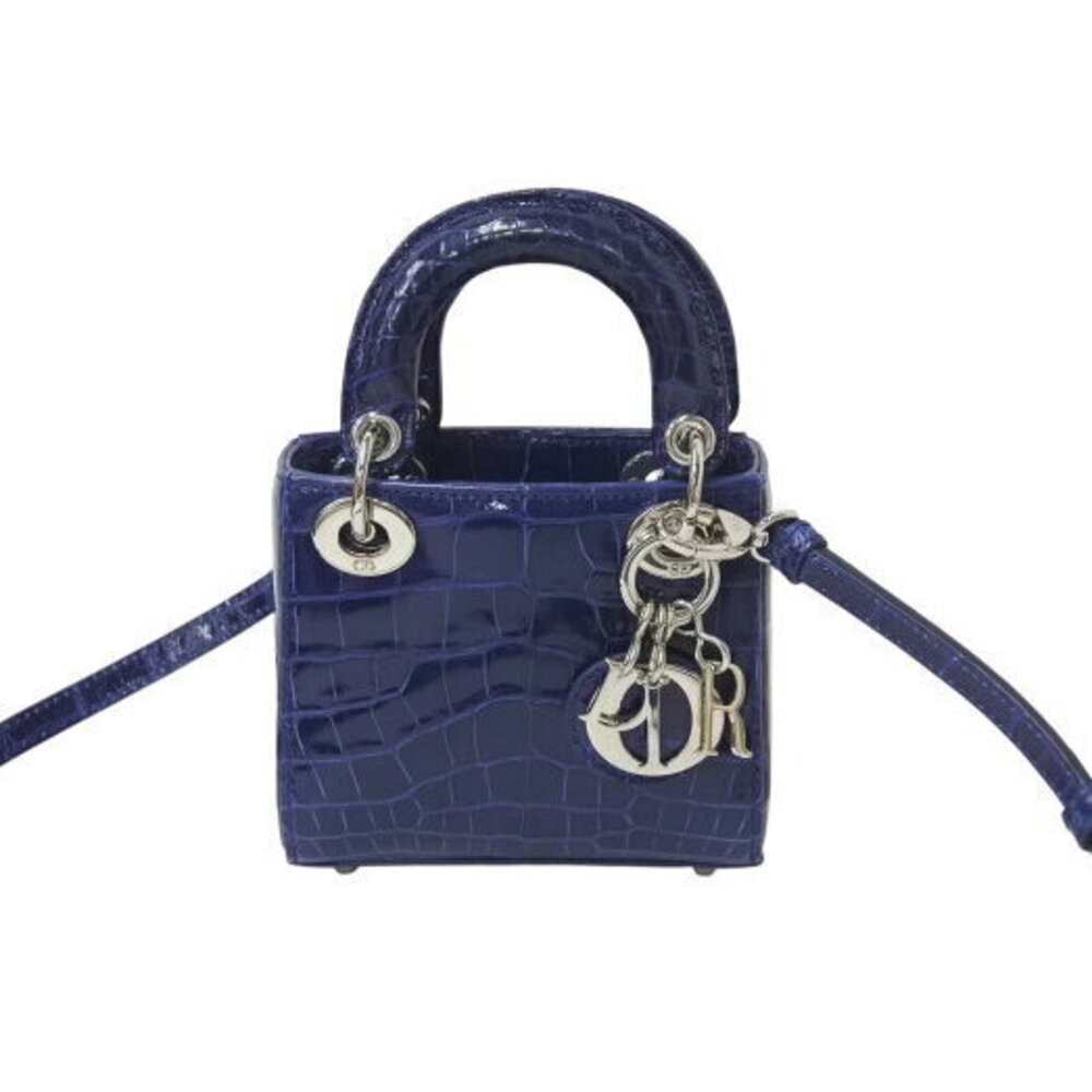Dior Navy Shoulder Crocodile Blue Christian Bag Lady Leather - Picture 3 of 8